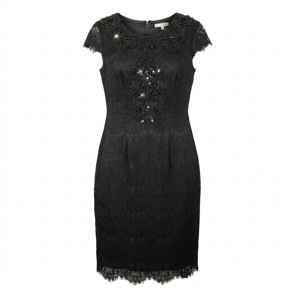 Darling London Cocktail Dress Sz 4 Beaded Sequin Lace LBD Goth Glam Evening